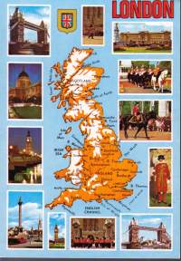18 kpl Greetings from London/London -postikorttia. Kulkemattomia