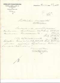 Oskar Isaksson  Hämeenlinna 1935 -  firmalomake