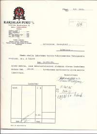 Karjalan Puku Oy Viipuri 1935 -  firmalomake