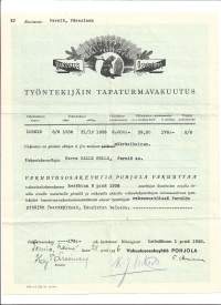 Vakuutus Oy Pohjola, Työntekijän Tapaturmavakuutus   1936 - vakuutuskirja