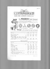 L J Hudleman&amp;Co  The &quot;Velocity =Sampo&quot; food chopper  1930 l