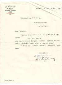 A Ahlström Oy Suursaaren Höyrysaha Pölläkkälä 1925   firmalomake