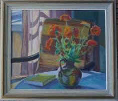 Eino Petrell,&quot;Interiör&quot;  öljymaalaus levylle sign 1945  , koko  57x65 cm kehystetty