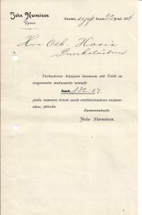 John Nurminen Rauma   1904  firmalomake