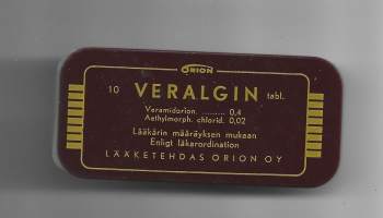 Veralgin , pillerirasia - muovia 3x7x1 cm