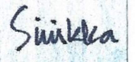 SAiraalassa - alkuperäistyö peteväri  sign Sinikka  pahvia takana leima Frenckellin Kirjapaino 15x10 cm