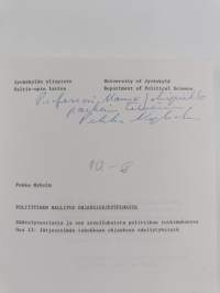 Poliittinen hallitus ohjausjärjestelmässä : Säätelyteoriasta ja sen sovelluksista politiikan tutkimuksessa, Osa 2 : Järjestelmän tehokkaan ohjauksen edellytyksist...