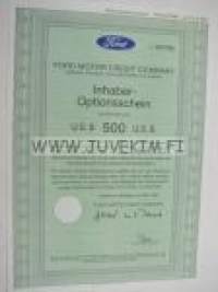 Ford Motor Credit Company Inhaber-Optionsschein 500 USD 1987 -optiopaperi