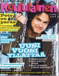 Koululainen 2009/1. Keskiaukeama-julisteessa Anna Abreu, Ronaldo, islanninhevonen ja Tähti 2009 -kisa