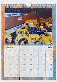 Uusi 2025 Ford traktori seinäkalenteri, koko A4. Kaikki kuvat ovat Ylikomi Oy traktorifirman valokuvia.