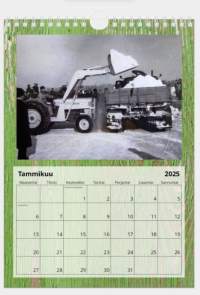 Uusi 2025 Massey Ferguson traktori seinäkalenteri, koko A4. Kaikki kuvat ovat Suomesta 1960-luvun alkupuolelta