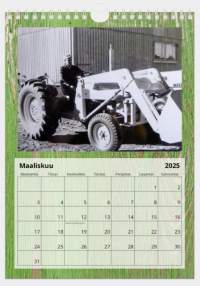 Uusi 2025 Massey Ferguson traktori seinäkalenteri, koko A4. Kaikki kuvat ovat Suomesta 1960-luvun alkupuolelta