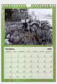 Uusi 2025 Massey Ferguson traktori seinäkalenteri, koko A4. Kaikki kuvat ovat Suomesta 1960-luvun alkupuolelta