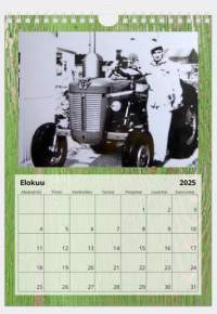 Uusi 2025 Massey Ferguson traktori seinäkalenteri, koko A4. Kaikki kuvat ovat Suomesta 1960-luvun alkupuolelta