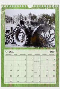 Uusi 2025 Massey Ferguson traktori seinäkalenteri, koko A4. Kaikki kuvat ovat Suomesta 1960-luvun alkupuolelta