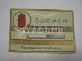 Suomen Vaakuna -tupakkalaatikkoetiketti 1900-luvun alkuvuosilta