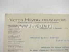 Victor Hoving Helsingfors, Helsinki, 1.9.1913 -asiakirja