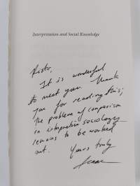Interpretation and social knowledge : on the use of theory in the human sciences (signeerattu, tekijän omiste)