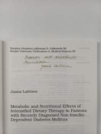 Metabolic and Nutritional Effects of Intensified Dietary Therapy in Patients with Recently Diagnosed Non-Insulin-Dependent Diabetes Mellitus (signeerattu, tekijän...