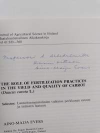 Journal of agricultural science in finland n:o 4/1989 : the role of fertilization practices in the yield and quality of carrot (signeerattu, tekijän omiste)