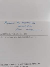 Nutrient content and fertilizer value of livestock manure with special reference to cow manure (signeerattu, tekijän omiste)