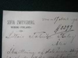 Oy Sofia Zweygberg Ab, Wiborg, (Viipuri) 17.3.1890 -asiakirja, dokument