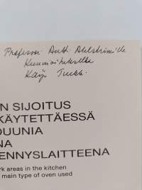 Työpisteiden sijoitus keittiössä kaytettäessä mikroaaltouunia ensisijaisena ruoankypsennyslaitteena (signeerattu, tekijän omiste)