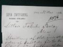 Oy Sofia Zweygberg Ab, Wiborg, (Viipuri) 15.3.1908 -asiakirja, dokument