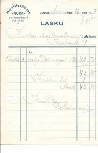 Makeisteollisuus Aura Turku 1937  firmalomake