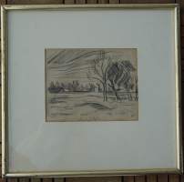 Anton Lindforss, lyijykynäpiirros, sign A.l.  44x46  cm ,  kehystetty