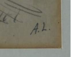 Anton Lindforss, lyijykynäpiirros, sign A.l.  44x46  cm ,  kehystetty