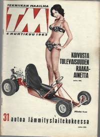 Tekniikan Maailma 1963 nr  4 /  Testissä 4 Perkins 4 OMC 480 4-Mer-Cruiser 4 Volvo/Penta Aquamatic,  Koeajossa Puch 150 SR ja NSU Prinz 4,