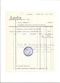 Turunmaan Sk-piiri Liikennetoimisto  Turku 1941 lasku firmalomake
