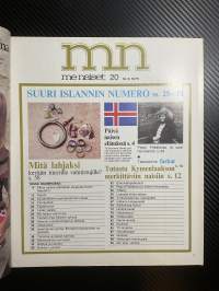 Me naiset 1975 nr 20, 16.5.1975, erikoisnumero Me naiset Islannissa, farkut joka jalkaan, Kymen läänin kymmenen kärjessä, päivä naisen elämässä - Helmi Handolin
