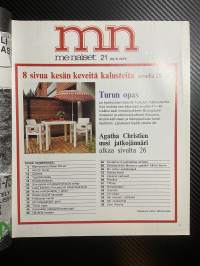 Me naiset 1975 nr 21, 23.5.1975, Rakel Wihuri, päivä naisen elämässä - Seija Vänskä, kesän kevyet kalusteet, Ilmari Tapiovaaran rantatontti