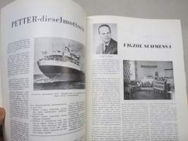 Diesel-lehti 1959 sidottu vuosikerta, runsas mainoskuvitus työkoneista ja moottoreista, värikuvaesittelyt mm. Fiat 600 &amp; Volga, erittäin laadukas julkaisu