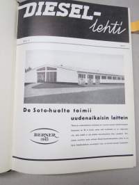 Diesel-lehti 1957 sidottu vuosikerta, runsas mainoskuvitus työkoneista ja moottoreista, erittäin laadukas julkaisu