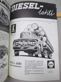 Diesel-lehti 1957 sidottu vuosikerta, runsas mainoskuvitus työkoneista ja moottoreista, erittäin laadukas julkaisu