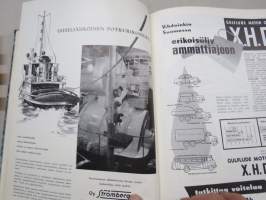 Diesel-lehti 1957 sidottu vuosikerta, runsas mainoskuvitus työkoneista ja moottoreista, erittäin laadukas julkaisu