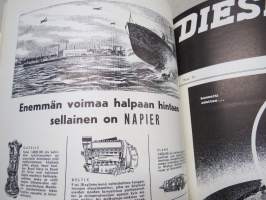 Diesel-lehti 1957 sidottu vuosikerta, runsas mainoskuvitus työkoneista ja moottoreista, erittäin laadukas julkaisu