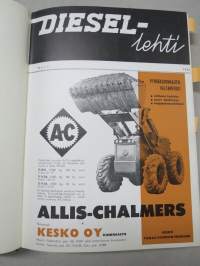 Diesel-lehti 1960 sidottu vuosikerta, runsas mainoskuvitus työkoneista ja moottoreista, erittäin laadukas julkaisu