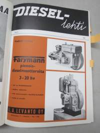 Diesel-lehti 1960 sidottu vuosikerta, runsas mainoskuvitus työkoneista ja moottoreista, erittäin laadukas julkaisu
