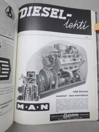 Diesel-lehti 1960 sidottu vuosikerta, runsas mainoskuvitus työkoneista ja moottoreista, erittäin laadukas julkaisu