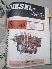 Diesel-lehti 1960 sidottu vuosikerta, runsas mainoskuvitus työkoneista ja moottoreista, erittäin laadukas julkaisu