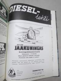 Diesel-lehti 1960 sidottu vuosikerta, runsas mainoskuvitus työkoneista ja moottoreista, erittäin laadukas julkaisu