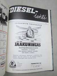 Diesel-lehti 1960 sidottu vuosikerta, runsas mainoskuvitus työkoneista ja moottoreista, erittäin laadukas julkaisu