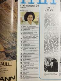 Me naiset 1975 nr 39, 26.9.1975, Farah, Kuopion läänin naiset, päivä miehen elämässä myyntimies Jouni Koski, Korkeavuorenkatu,  Ailakki Sariola Suomen Tivoli