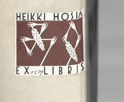 Heikki Hosia nimikirjoitus 1936 ja Ex Libris kirjassa Juuso Tammminen / Täyteen päivään WSOY 1936