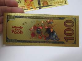 Winnie The Pooh - Nalle Puh - 100 USD - Gold foil novelty note -keräilyseteli 24 K kullattu seteli, leikkirahaa
