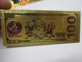 Duffy Duck - Repe Sorsa - 100 USD - Gold foil novelty note -keräilyseteli 24 K kullattu seteli, leikkirahaa